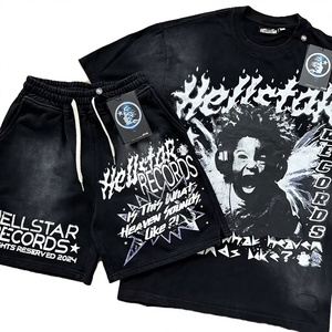 เสื้อยืดเซ็ตสตรีทแวร์สไตล์ฮิปฮอป Oversize รุ่น Stock NFC Hell Star ระบายอากาศได้ดี เหมาะสำหรับฤดูร้อน ดีไซน์วินเทจทำสีซีด ผ้าฝ้ายคอตตอน คอกลม - Product Image 3