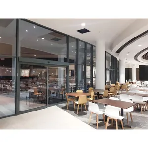 Fisso curvo parete divisoria di vetro della finestra shopfront per hotel lobby con sensore automatico scorrevole design della porta - Product Image 1