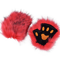Gant demi-doigt en forme de patte d'ours mignon pour cosplay, exposition de bandes dessinées, cheveux longs, Halloween, carnaval