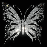 Modèles de cristaux thermocollants, motif papillon, papillon coloré, strass en cristal thermocollant pour vêtements, chaussures, chapeaux