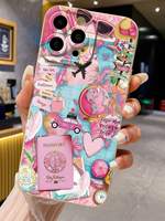 Coque de téléphone portable antichoc en TPU motif avion rose avec œil d'ange pour iPhone 16 15 17 18 Pro Max
