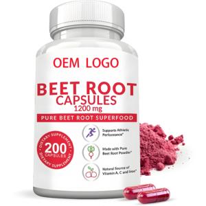 Cápsulas de raíz de remolacha roja con logotipo privado Cápsulas de extracto de raíz de remolacha roja vegana orgánica Apoya el equilibrio corporal y el sistema inmunológico - Product Image 1