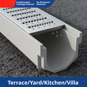 Caniveau carré en plastique gris avec grille ondulée revêtue pour système de drainage - Product Image 3