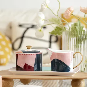 Service à thé en porcelaine, théière avec motif floral et chauffant, 1 pièce