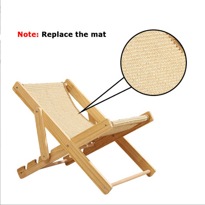 Comfortable Adjustable 3 Level Cat Lounger Mini Beach Chair Wooden Cat Scratcher Cardboard Cat Bed Hammock