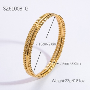 สร้อยข้อมือสแตนเลสสตีลกันน้ำชุบทอง18K ดูหรูหราย้อนยุคเรียบง่ายเครื่องประดับเทรนด์แฟชั่นสำหรับฤดูร้อน - Product Image 6