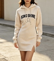 Pakaian Desainer Fashion Slim Street Wear Sweatshirt Bordir Kustom Midi Harian Kasual Slit Sharpe Hoodie Pullover Dress