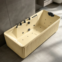 Baignoire autoportante en pierre artificielle avec surface à motif marbré, baignoire de massage spa, plusieurs couleurs