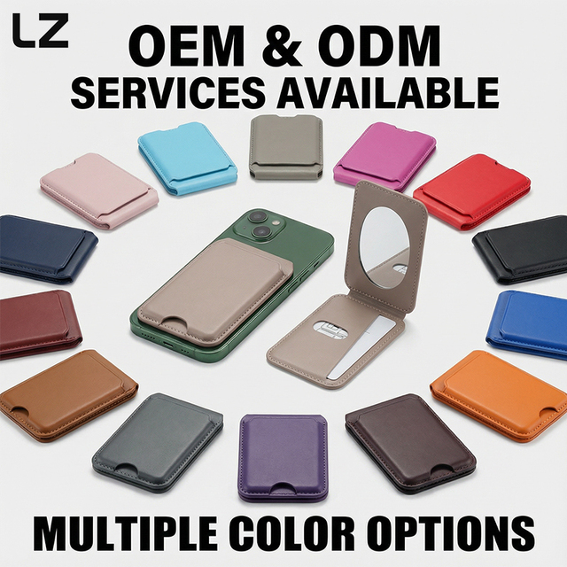 LZ Orange Genuine Leather Phone Wallet Stronger Magnetic RFID for Phone Case Compatible With IPhone Samsung Android Secures