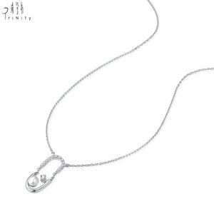 Collar con colgante de perlas y diamantes naturales para niña, joyería elegante y sencilla de oro blanco sólido de 18K, novedad - Product Image 2