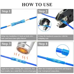 Conector de extremidade termo-retrátil marinho à prova d'água série BHT, terminais de emenda de fio elétrico, conectores de extremidade de fio de crimpagem