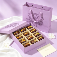 Boîte d'emballage de luxe en carton pour dattes, avec logo personnalisé, couvercle et base rigides, pour desserts, vente en gros, impression personnalisée en usine