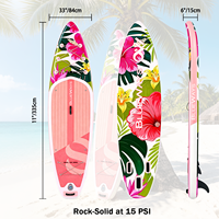 Planche à pagaie gonflable ultra-stable 11'x33"x6" pour adultes et animaux de compagnie, SUP rose tropical de 15 cm d'épaisseur, planche haute capacité