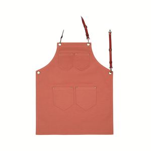 Tablier sans manches réutilisable en coton rose écologique avec logo personnalisé pour café, jardinage, peinture, ingrédients de thé au lait - Product Image 1