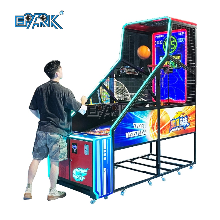 Sports-Style Arcade Basketball Shooting Machine Coin-Operated Street Basketball Game Ages 6+ 220V Metal Plastic