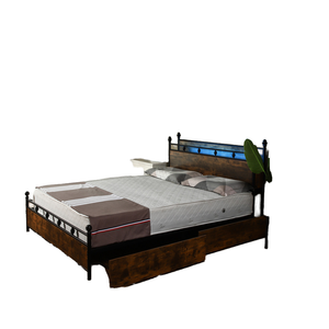 Moderno Vintage <span class=keywords><strong>in</strong></span> <span class=keywords><strong>ferro</strong></span> marrone telaio <span class=keywords><strong>in</strong></span> metallo con testiera e pedana pesante piattaforma mobili per Hotel e camera da <span class=keywords><strong>letto</strong></span> - Product Image 4