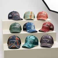 Gorra Trucker de Malla con Estampado Topográfico Personalizado, OEM ODM, Etiqueta Privada, Visera Curva para Streetwear y Marcas de Diseño