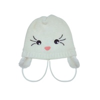 Bonnet d'hiver mignon pour bébé avec oreilles de lapin et visage de dessin animé, 100% acrylique, doux, chaud et réglable, idéal pour les tout-petits en voyage