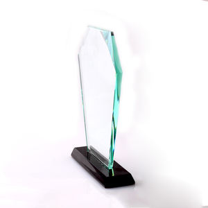 Premios de cristal de jade transparente, trofeo de cristal blanco con base de cristal negro - Product Image 1