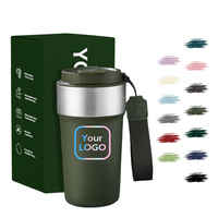 Mug isotherme à double paroi en acier inoxydable de 510 ml (17 oz) avec logo personnalisé, poignée et anti-fuite, sans BPA