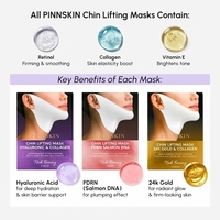 Masque liftant V-Line PINNSKIN Or 24K Collagène Rétinol Acide Hyaluronique pour le visage et le cou, raffermissant et remodelant, avec sangle de maintien du menton, format voyage, OEM