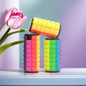 New <b>Magic</b> Tower Cube Educational Mini Kids 4 Levels Rotating Magnetic Puzzle Cube Fedget Rainbow 3D - Product Image 3