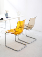 Chaises en acrylique transparentes avec pieds en métal, design nordique moderne, prix d'usine, pour restaurant, café, utilisation en salle à manger