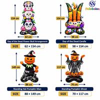 Nouvel ensemble de décorations de ballons en aluminium brillants 3D à thème Halloween avec motifs floraux et poissons ; Ballons gonflables sur pied en gros