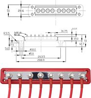 Barre omnibus en cuivre haute intensité 600 A, 300 V CA / 48 V CC, 8 voies, goujons de 3/8 pouce (M10)