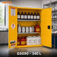 Armoire de stockage de liquides inflammables de 340 L (90 gallons), armoire de sécurité en acier jaune à double porte pour laboratoire, école, entrepôt, fournisseur B2B