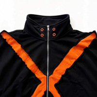 Streetwear transfrontalier style américain, fin, printemps, sans col, patchwork color-block, personnalisé, zippé, manches longues, polyester
