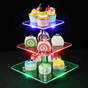 Hiện đại Vòng Acrylic cupcake hiển thị đứng với LED <span class=keywords><strong>String</strong></span> Lights món tráng miệng Pastry tháp chủ - Product Image 2