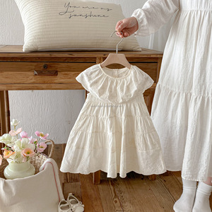 Vestido de Princesa de Verano para Niñas D2833, 100% Algodón, Cuello Redondo, Estampado, Manga Corta, Minifalda, Ropa Infantil - Product Image 1