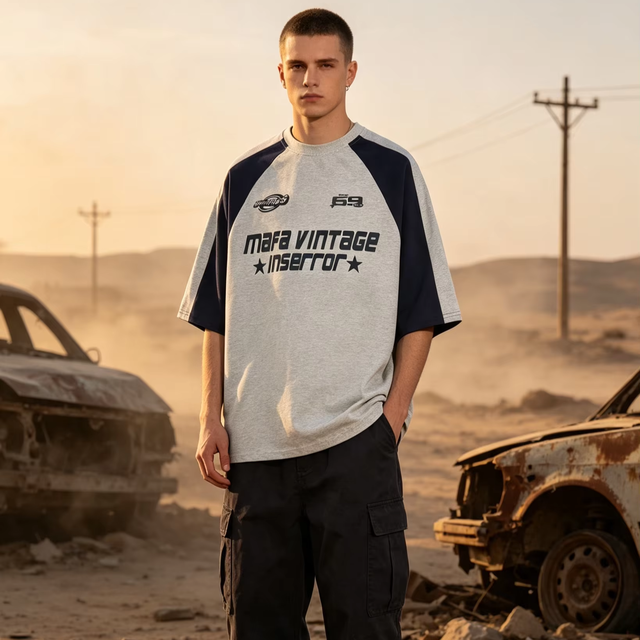 2026 New Men's American High Street Retro Design Hip Hop Printed Breathable Eco-Friendly Polyester/Cotton Casual Summer Fashion