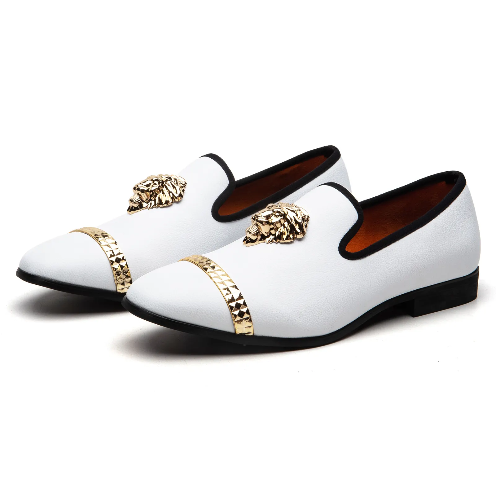 Men Designer White Dress Wedding Loafer Shoes Slip-On White Driving Loafers Leather Shoes