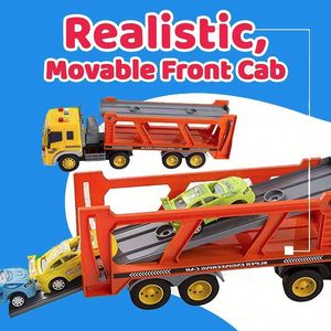 Coches de Juguete con Luces y Sonidos, de Fricción y Retroceso, Producto 1:16, Remolque de Transporte de Coches con 4 Mini Camiones - Product Image 4