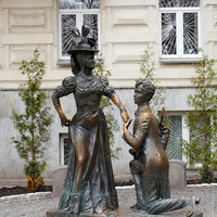 Statues de couple grandeur nature en bronze pour jardin extérieur, sculptures de fontaine, impression en relief, design personnalisable, cadeau d'amour coloré