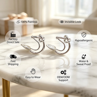 Boucles d'oreilles de luxe en argent à clipser pour femmes, invisibles et indolores, en forme de spirale anti-moustiques, vente directe usine, livraison rapide 2026