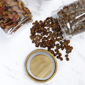 Bocal en verre borosilicate transparent avec couvercle en acacia pour l'emballage, le stockage et la conservation des aliments, des assaisonnements et des épices en cuisine - Product Image 3