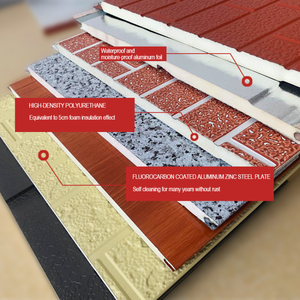 Cách điện <span class=keywords><strong>PU</strong></span> bọt bên ngoài nội thất Polyurethane bánh <span class=keywords><strong>sandwich</strong></span> tấm Tường kim loại siding cho kho container nhà xây dựng - Product Image 4