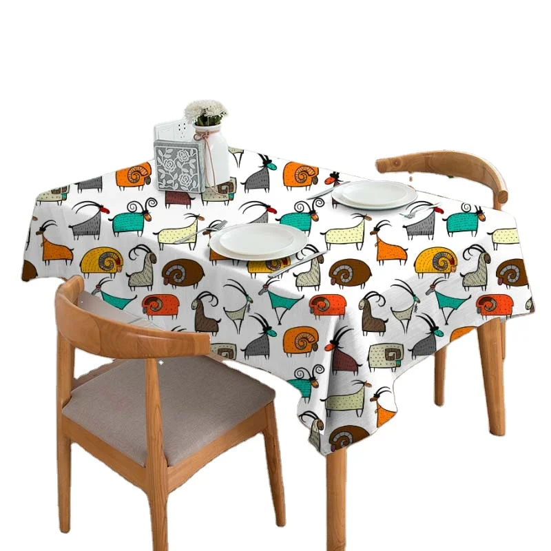 Высококачественная скатерть из 100% хлопка с принтом, скатерть с индивидуальным дизайном