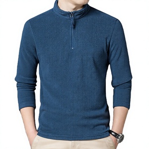 Sudadera de Forro Polar con Cuello Alto y Media Cremallera para Hombre, Color Liso, Manga Larga, Capa Base Cálida para Otoño e Invierno - Product Image 3