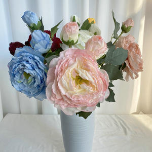 ดอกโบตั๋นผ้า<span class=keywords><strong>ไหม</strong></span>ขอบไหม้สีแดง ดอกเดี่ยว สำหรับตกแต่งบ้าน งานแต่งงาน งานปาร์ตี้ ขายส่ง - Product Image 1