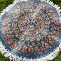 Tapis de sol rond bleu persan à motif floral octogonal pour salon, vente en gros, 100 cm