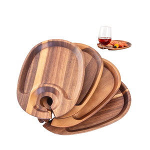 Assiette d'apéritif jetable en bois d'acacia poli plat verre à vin plateau à Cocktail moderne Design Simple forme irrégulière CRAFTS HUB - Product Image 4