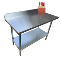 Table de travail pour cuisine commerciale Xiang Ying, certifiée NSF, surface brossée, pieds réglables en hauteur, étagère inférieure, fabrication artisanale
