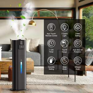 Humidificateur d'air ultrasonique intelligent à grande capacité, 8 L, remplissage par le haut, grand modèle sur pied, brume fraîche et chaude, pour la maison, la chambre à coucher - Product Image 3