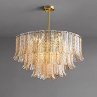 Lampe suspendue en cristal décoratif français, villa, chambre à coucher, salon, salle à manger, lustre en laiton de luxe