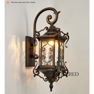 Lampe murale extérieure cylindrique LED rétro, style européen, lanterne en fer IP65 3000K pour villa, jardin, véranda, entrée - Product Image 2