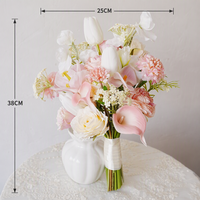 Bouquet de mariée artificiel, bouquet de mariage mixte en fausses fleurs avec lys calla, tulipes et roses pour cérémonie de mariage et séance photo
